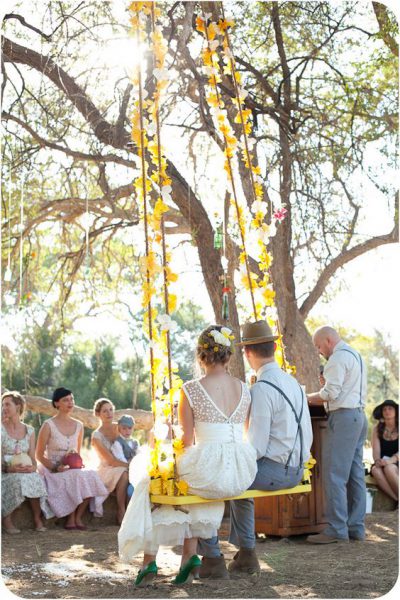 newlyweds secular ceremony original seats porch swing