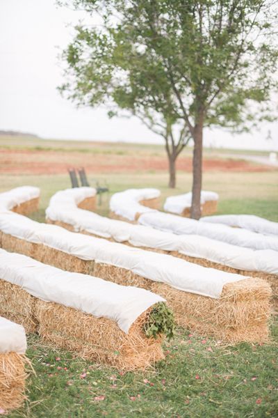 hay bales secular ceremony seats