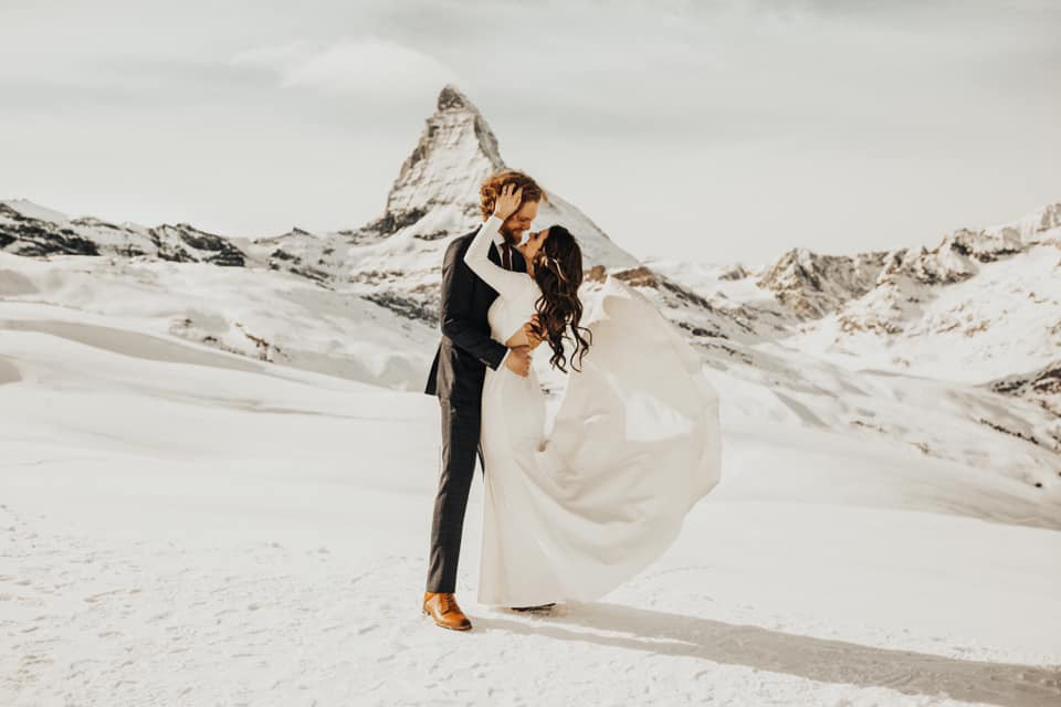 Winter wedding ceremony in Zermatt