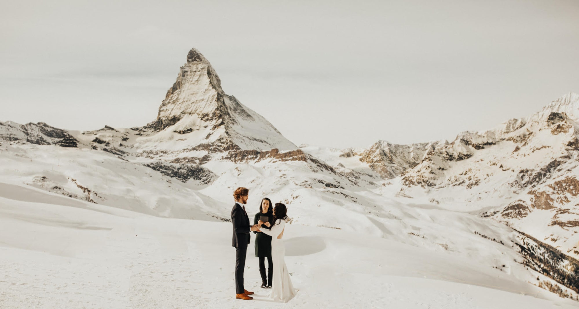 winter elopement ceremony in Zermatt