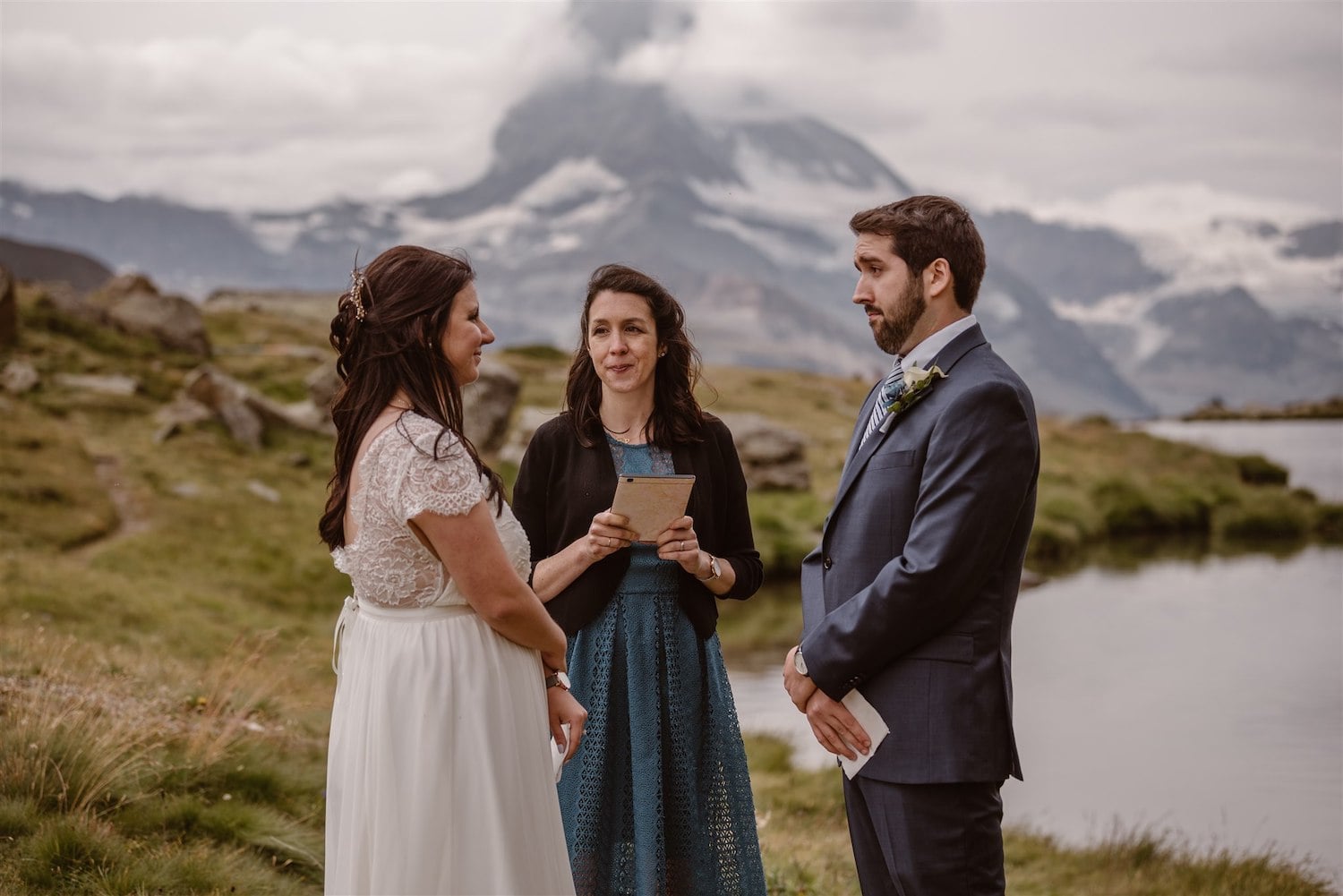 Wedding ceremony during a summer elopement in Zermatt, Switzerland