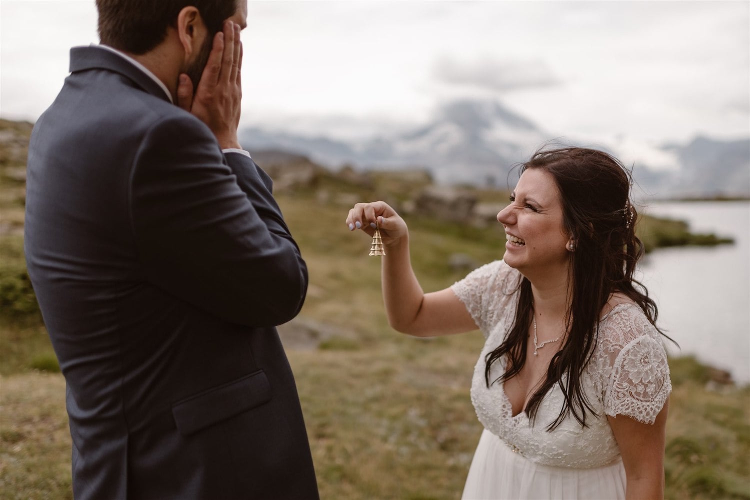 Happy newlyweds during their summer elopement in Zermatt