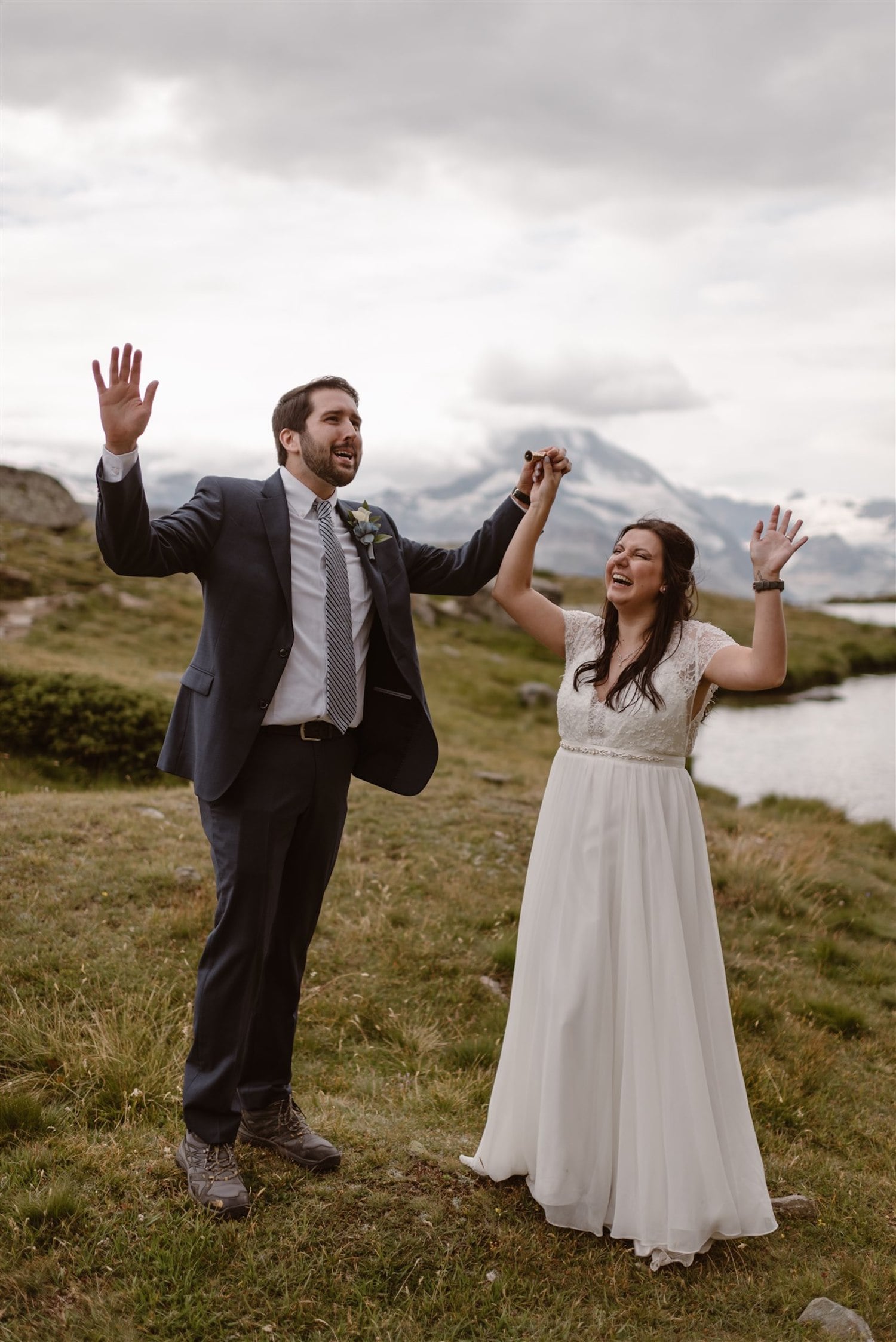 Happy couple after their marriage ceremony in Zermatt