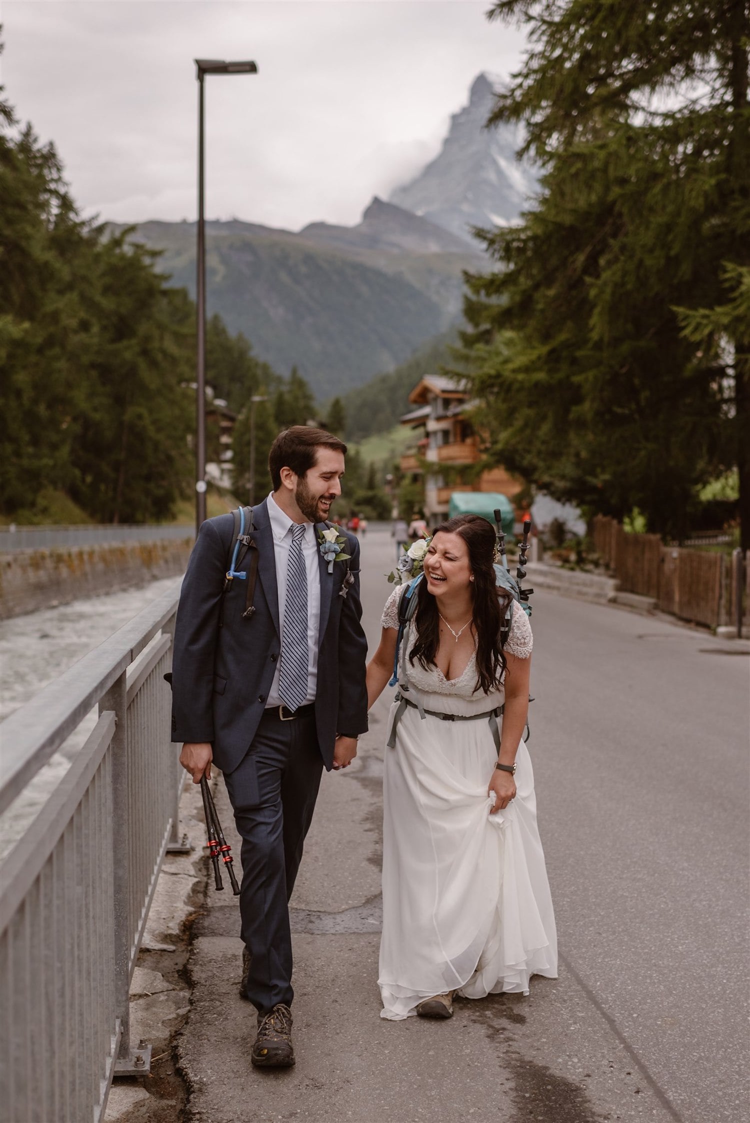 Lovers getting married in Zermatt, Switzerland