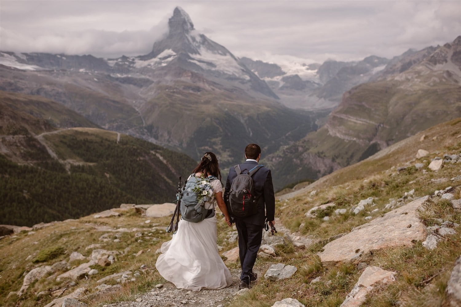 Adventurous couple getting married in Switzerland