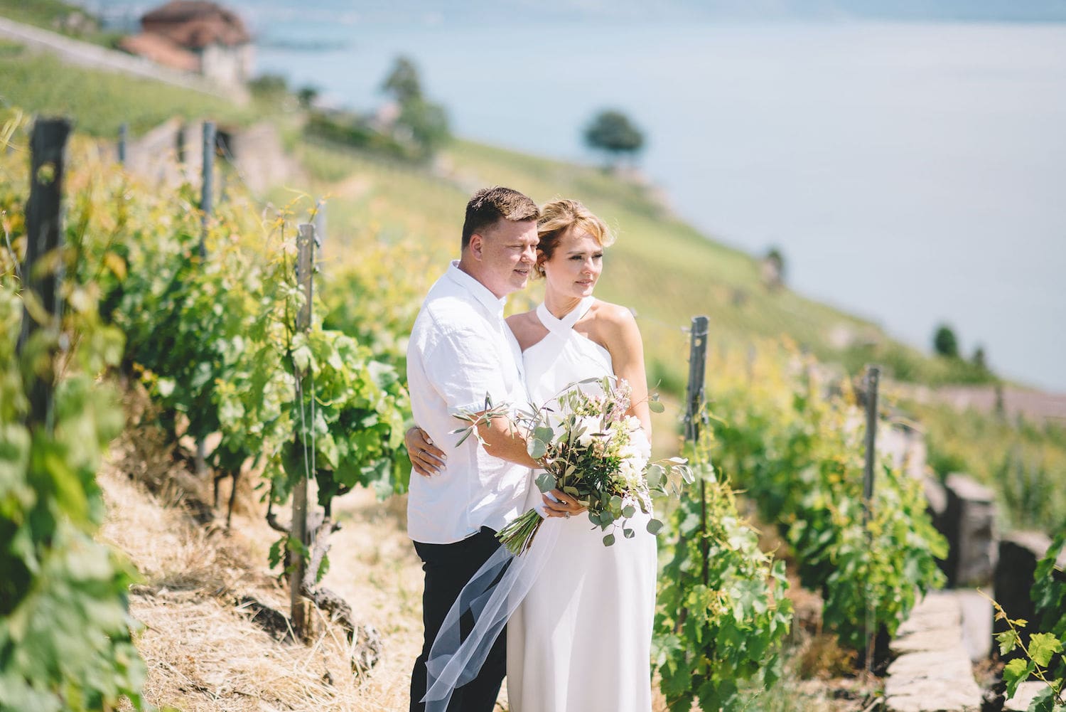couple during their elopement ceremony in Lavaux