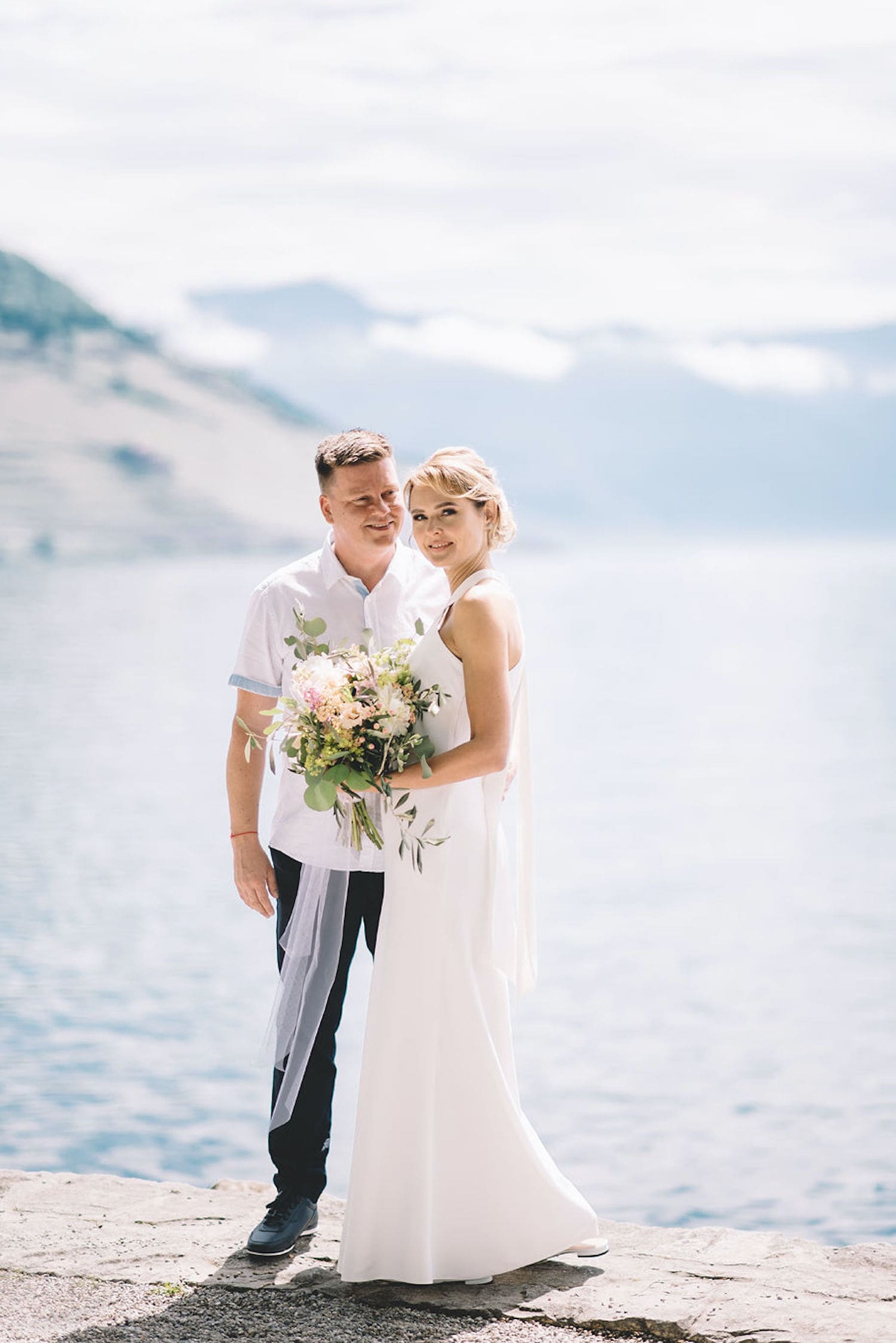 couple after their elopement ceremony in Lavaux