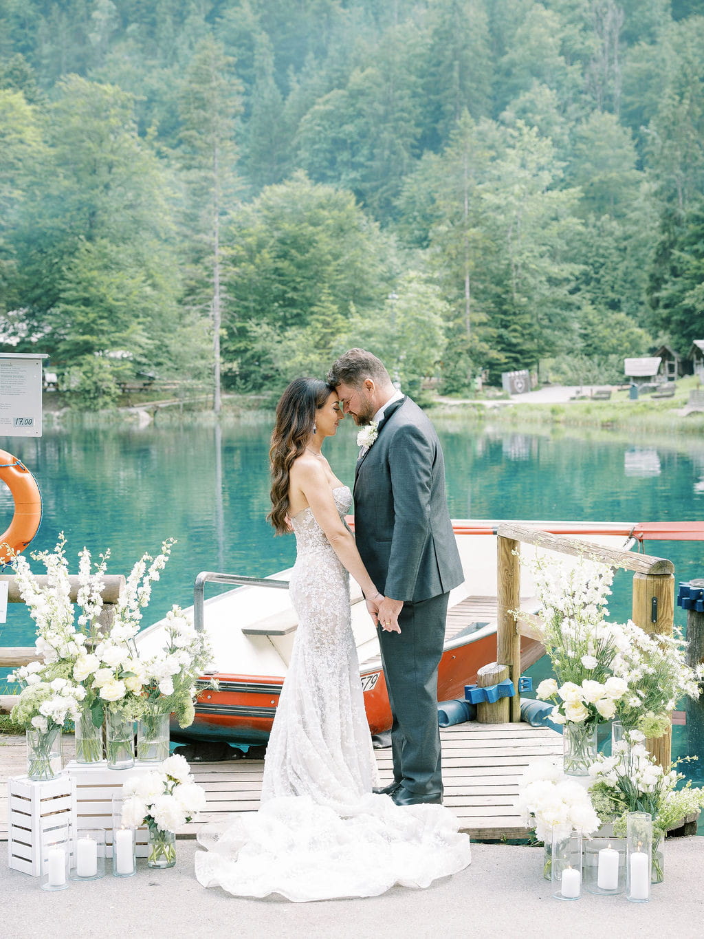 Happy couple after their elopement ceremony at Blausee