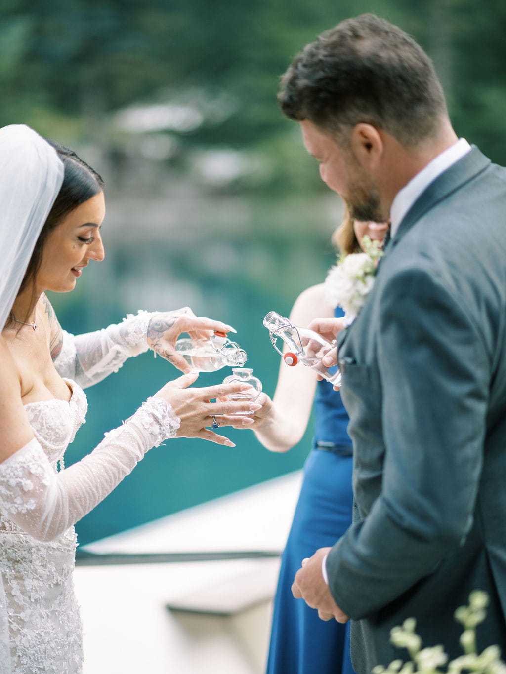 Couple having a ceremony ritual during their wedding ceremony