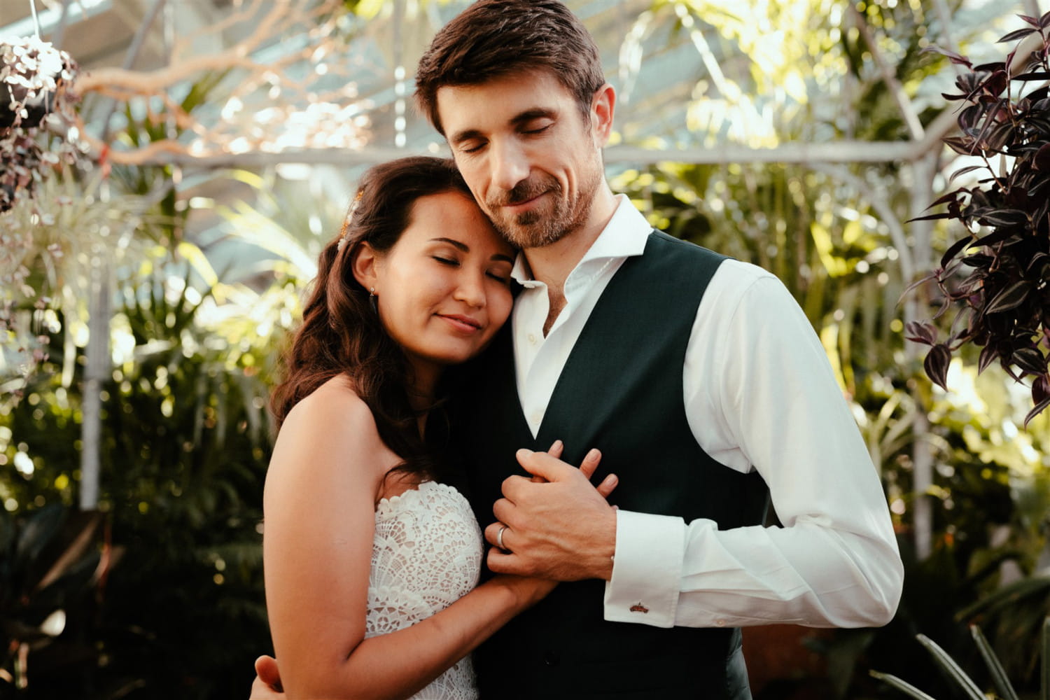 couple in love after their ceremony in switzerland